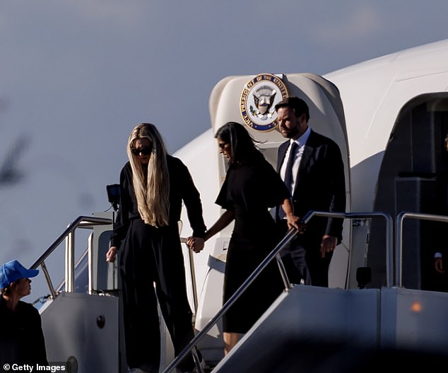 The Vice President and Second Lady were seen comforting Erika as Charlie's casket made its way back to their home state of Arizona following the shooting