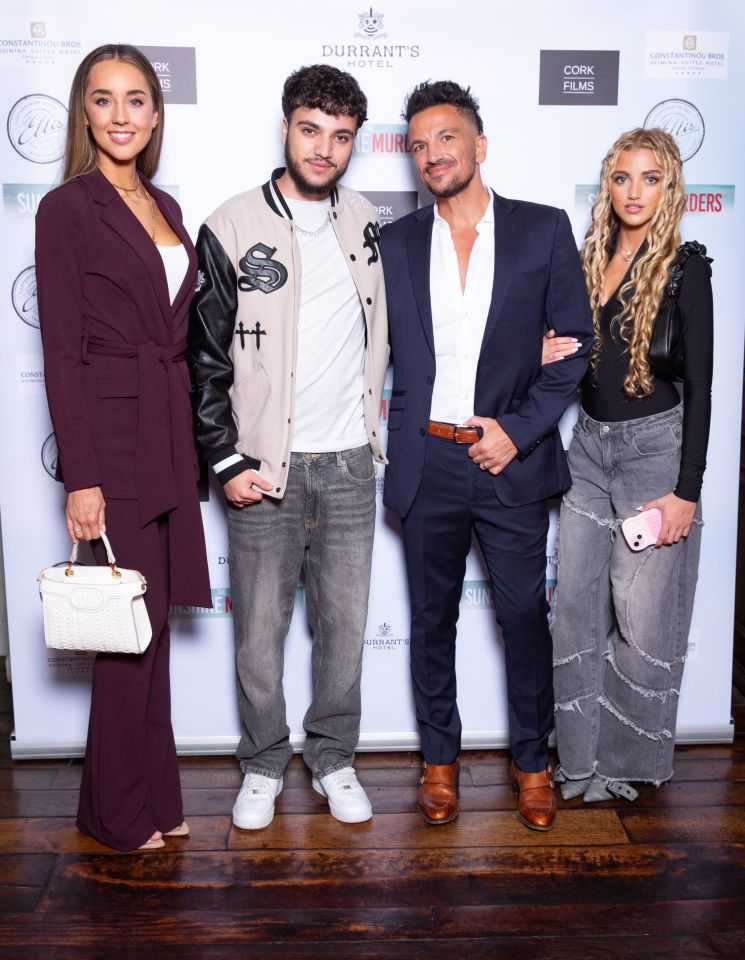 Emily Andre, Junior Andre, Peter Andre, and Princess Andre at "The Sunshine Murders" media launch.