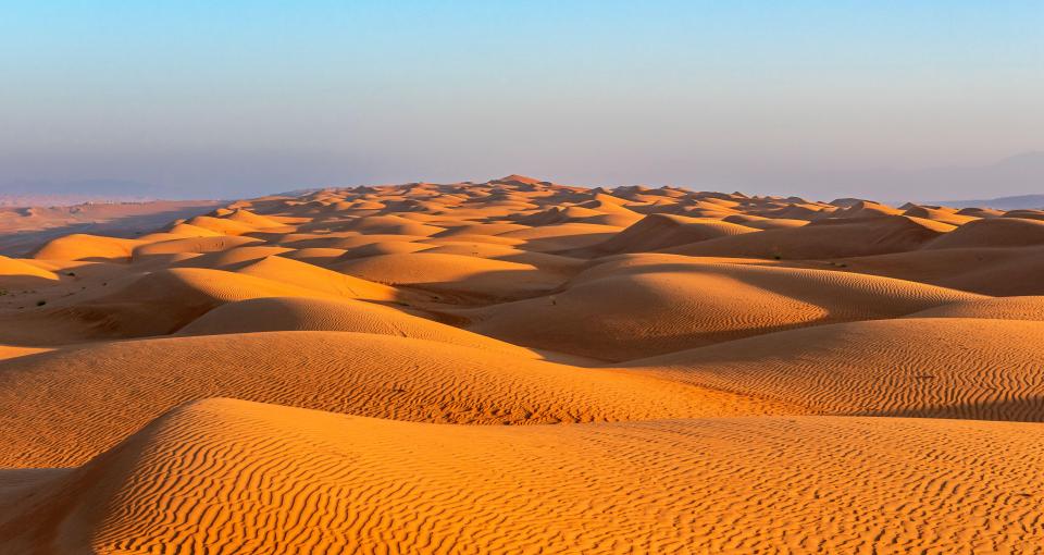 Sand dunes in Wahiba Sands Desert, Oman.