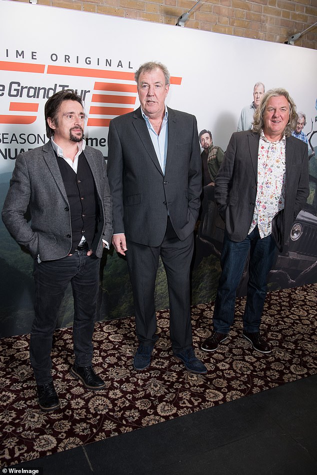 James (right) pictured with Richard Hammond (left) and Jeremy (middle) - who has starred in Top Gear and The Grand Tour together