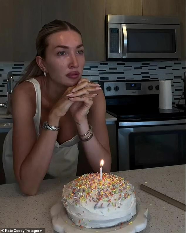 Last month, Kate fought back tears as she made a birthday cake for her late boyfriend Liam