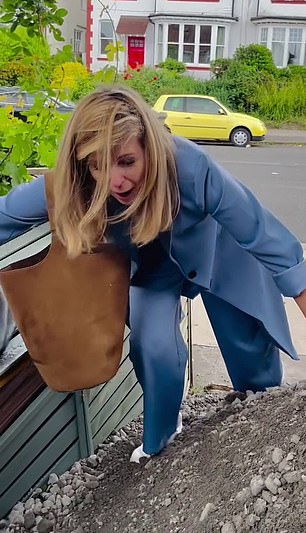 The broadcaster, 58, took to Instagram on Friday to reveal she had been keen to do some garden reconstruction