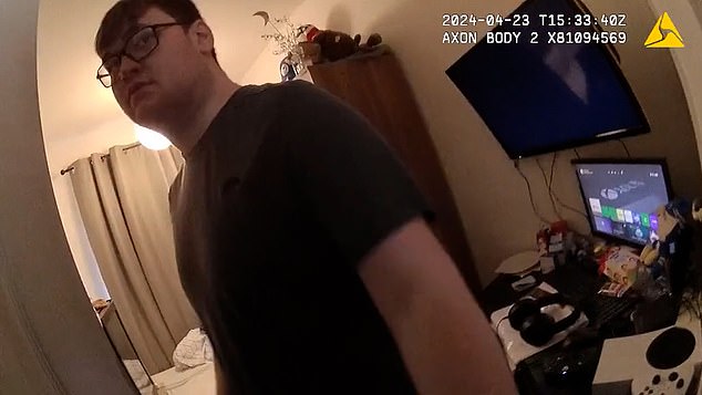 Footage from Greater Manchester Police shows Latham being swooped in on by cops