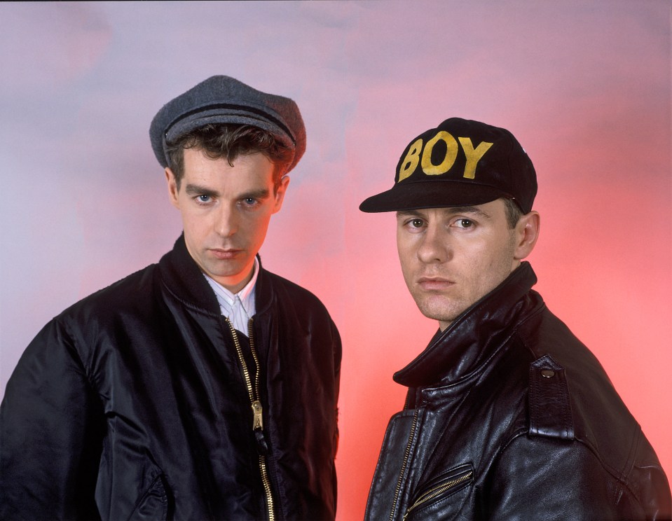British dance music duo Pet Shop Boys members Neil Tennant and Chris Lowe.