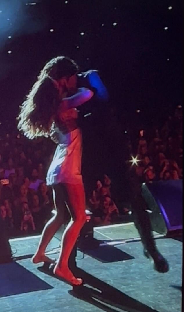 The couple shocked fans by passionately kissing three times during a raunchy routine performed at London¿s O2 arena on Friday night