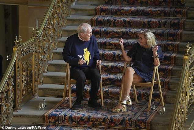 Gyles Brandreth and author Gill Hornby at The Queen's Reading Room Festival at Chatsworth House
