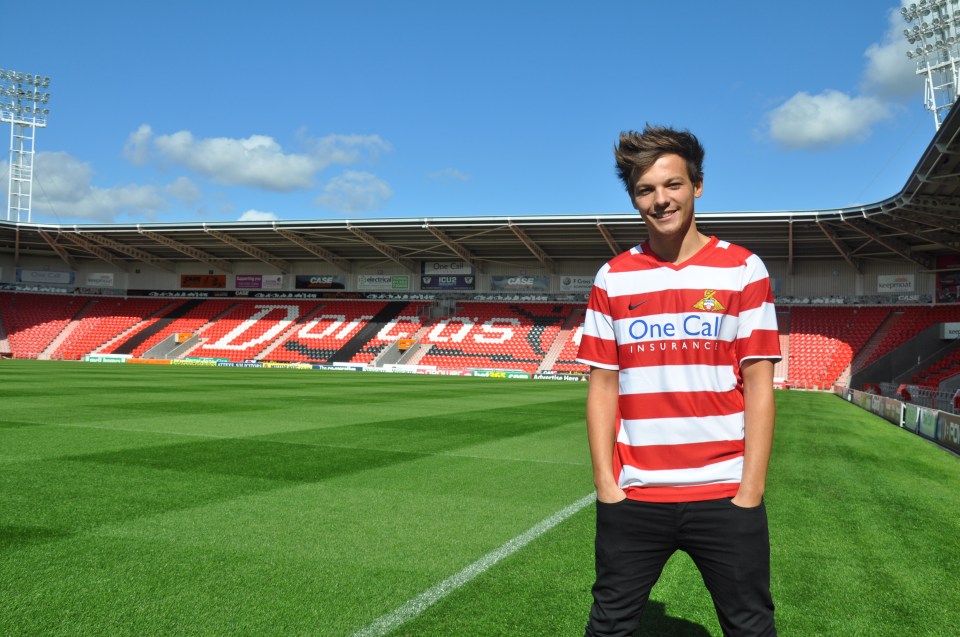 Louis Tomlinson at Doncaster Rovers football stadium.