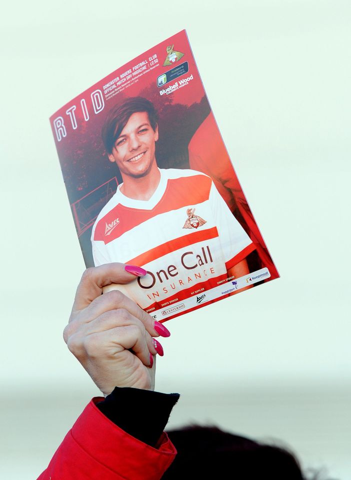 Matchday program for Doncaster Rovers Football Club featuring Louis Tomlinson of One Direction.