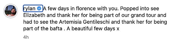 He captioned the post: 'A few days in florence with you'