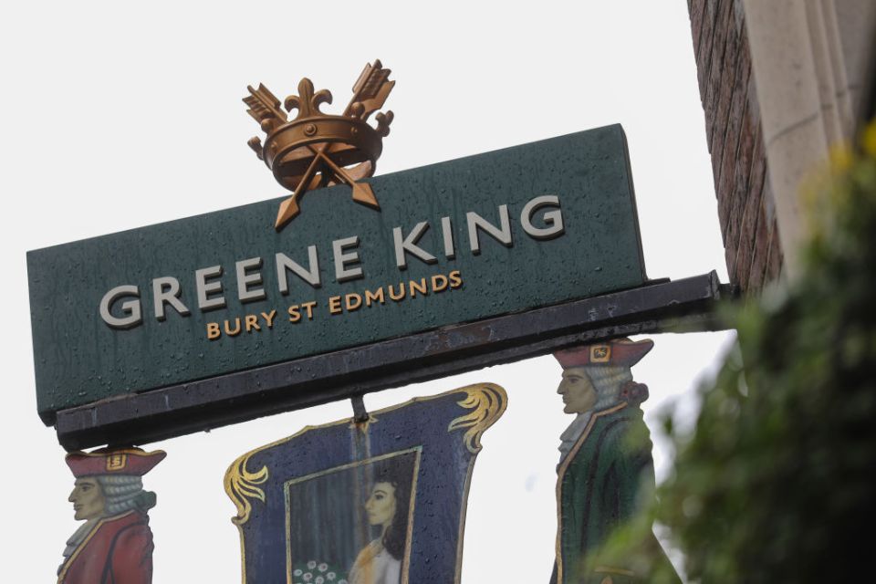 Greene King pub sign in Bury St Edmunds.