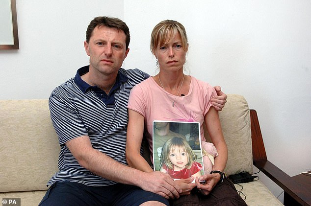Pictured: Kate and Gerry Mccann with a picture of Madeleine, who was just three years old when she was last seen. Brueckner has maintained that he was not involved in Madeleine's disappearance and no charges relating to the toddler have been lodged against him