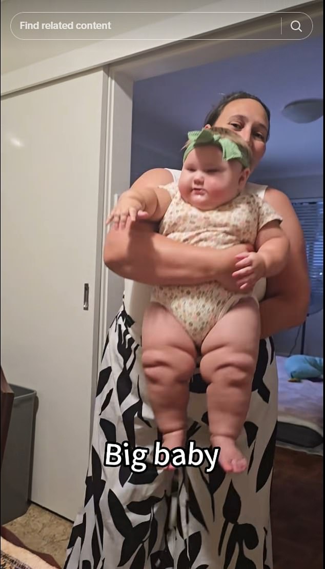 Baby Gianna, pictured, was 12lb when she was born to Australian-based mum Shanna - and 35lb at six-months-old