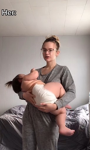 22-year-old influencer Kayla shows off her larger-than-average baby