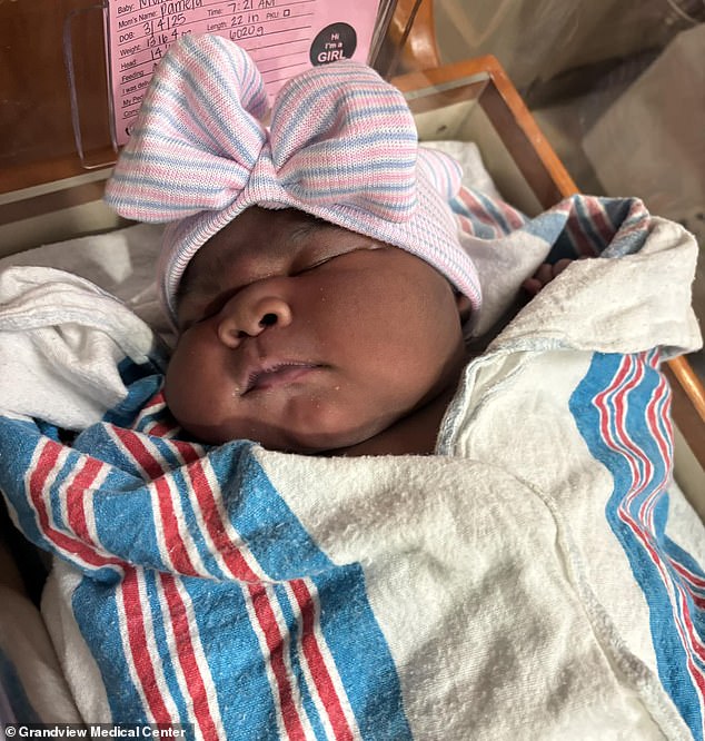 First-time mom Pamela Mann, 31, gave birth to a healthy baby girl named Paris Halo who weighed in at an impressive 13 pounds and four ounces in March of this year