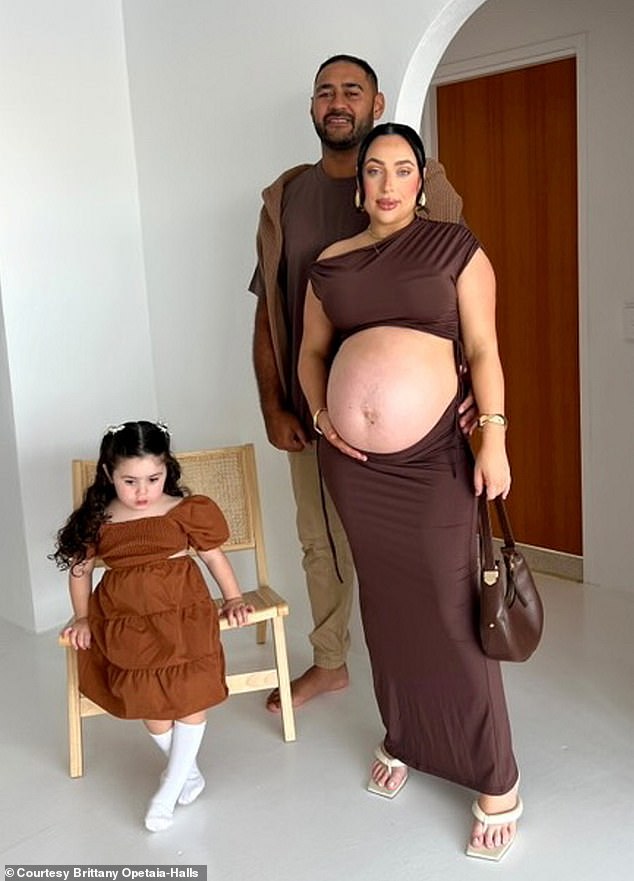 Brittany pictured during her second pregnancy with partner Rajan and daughter Malayisa-Maree