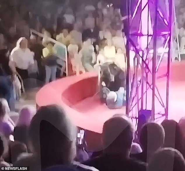 Dzhema floored Krasov in an attack that sent parents rushing from the venue with their screaming children