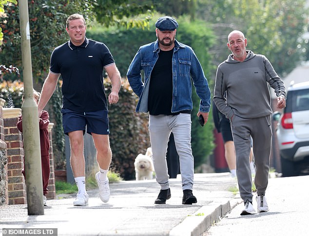 Thomas was joined by two male pals for the outing as they made the most of the sunshine