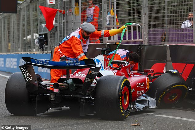 Charles Leclerc crashed his Ferrari into a wall at turn 15 and will start the Grand Prix from 10th