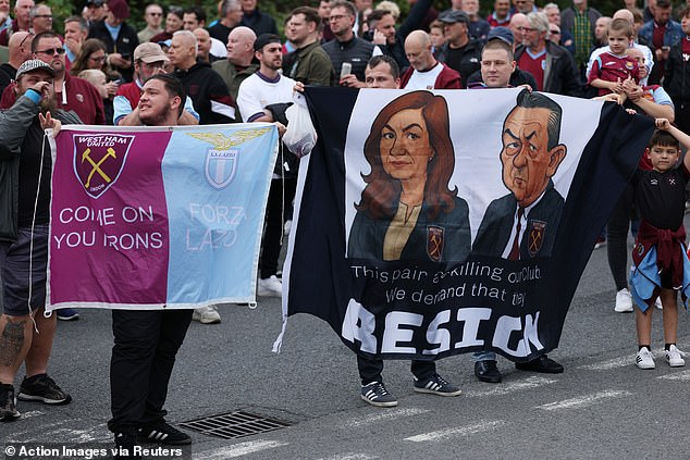 Fans demanded the resignation of David Sullivan and Karren Brady before they played Crystal Palace