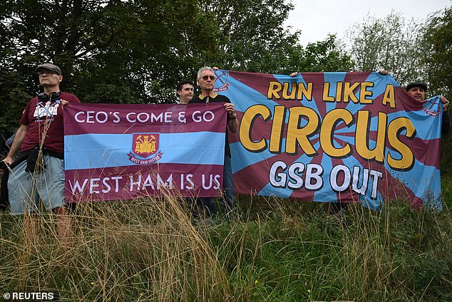 Former co-owner David Gold, who died in 2023, was referenced as 'G' in some banners
