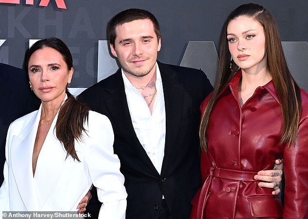 Victoria Beckham with her son Brooklyn and her daughter-in-law Nicola, whom she doesn't see eye-to-eye with