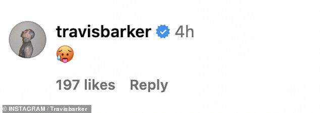 Kourtney's husband Travis Barker took to the comments to react with a single emoji