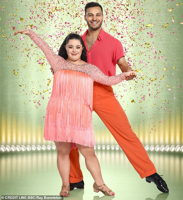 The programme's first Down's syndrome contestant Ellie Goldstein is with Vito Coppola