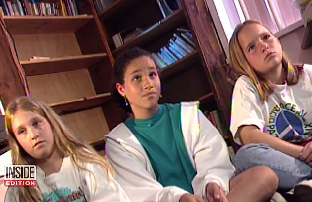 An 11-year-old Meghan (pictured, center) complained about a commercial for Ivory dishwasher soap proclaimed that 'women all over America are fighting greasy pots and pans'
