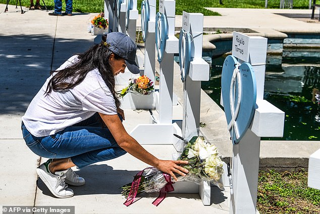 After the shooting at a school in Uvalde, Texas, in May 2022, the duchess visited the scene (pictured)