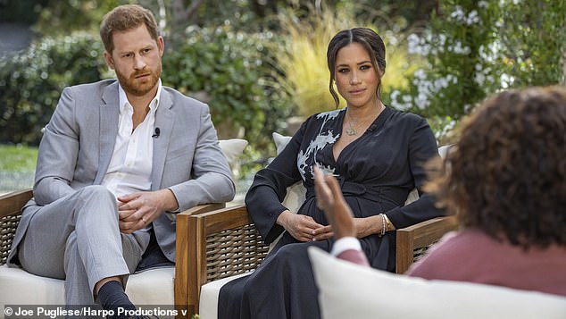 Meghan and Harry were forthright in their views when chatting to Oprah Winfrey (pictured)