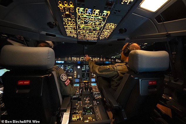 View from inside an RAF Voyager air-refuelling tanker, which are helping Typhoons in their mission to shoot down unmanned Russian drones and dispel rogue fighter jets