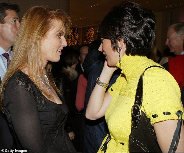 The Duchess of York pictured in 2003 in New York with Ghislaine Maxwell, the convicted child sex trafficker and longtime Epstein girlfriend