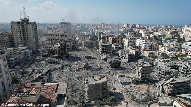 At some point, the war will end and attention will turn to what comes next. How will Gaza be governed and rebuilt?. Pictured: Destroyed buildings after Israeli air strikes in Gaza City on October 12, 2023
