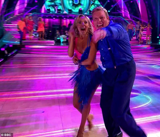 The Welsh ballroom professional has returned to the BBC show on a full time basis after injury curtailed her original return in 2024 (pictured with Skinner on Saturday evening's show)