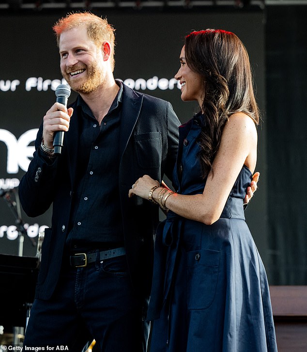 Pictured: The Duke and Duchess of Sussex at the One805LIVE! 2025 concert benefiting first responders yesterday
