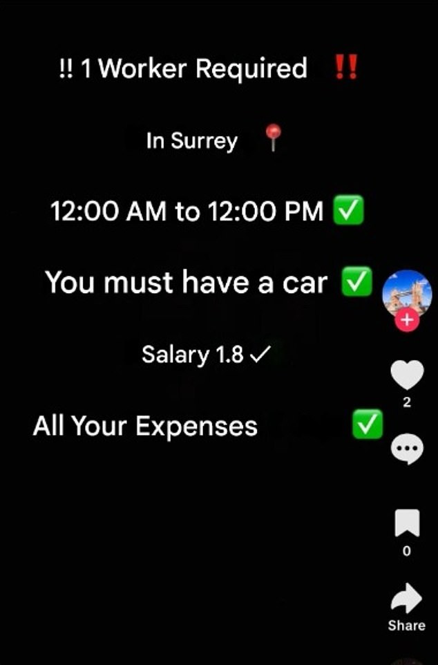 In this TikTok from the 'Albanian Cocaine' account, a gangster offers dealers £1,800 a week with all expenses paid to sell drugs