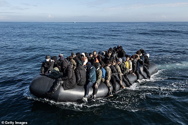 One way Albanian criminals reach the UK is by small boat, even if they've already been deported before. Pictured: Migrants crossing the Channel last year