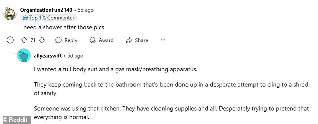 The house listing has appeared on internet message board Reddit, where users have reacted in dismay