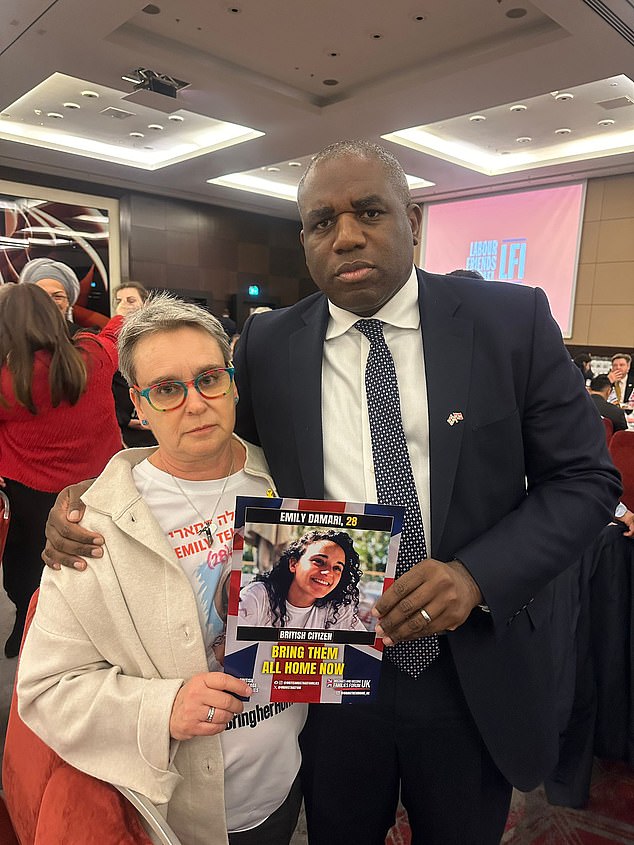 Mandy Damari (above with then foreign secretary David Lammy) whose British-Israeli daughter Emily was held hostage for 15 months, told the Daily Mail: 'Keir Starmer is under a two–state delusion'