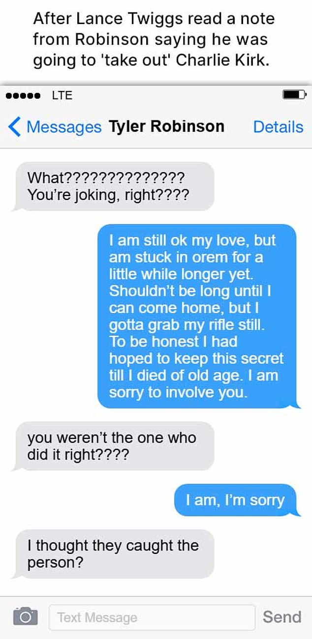 Agents are also probing 'the text message confession and related conversations' by Robinson