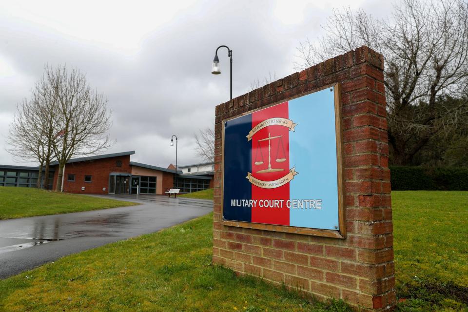The exterior of the Military Court Centre at Bulford Barracks in Salisbury, Wiltshire.