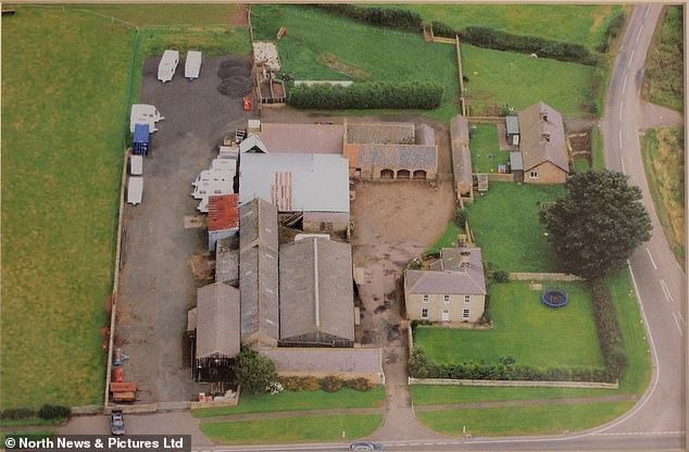 An aerial view of the family farm by the A1 in Northumberland