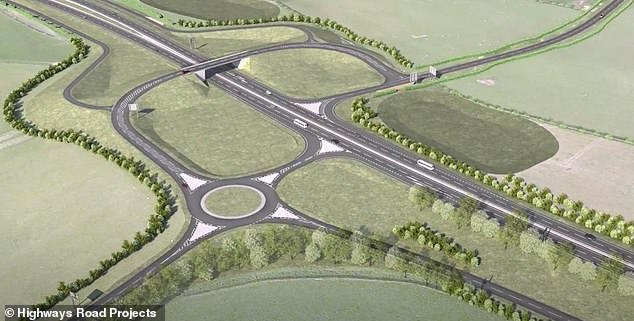 A visualisation of the proposal for the Charlton Mires junction on the A1 following the proposed dualling of the road