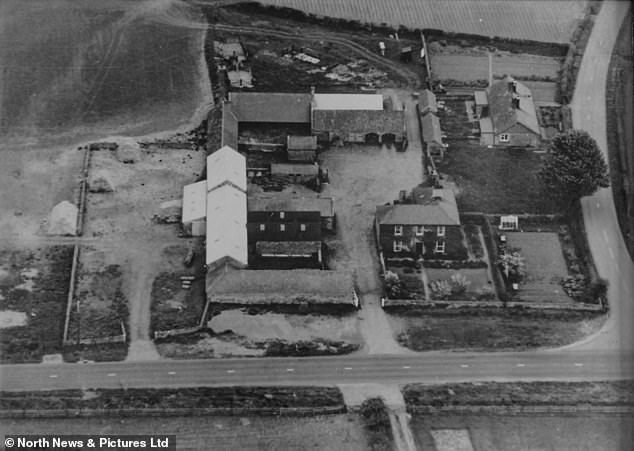 An aerial photograph of the property in Northumberland dating from the 1970s