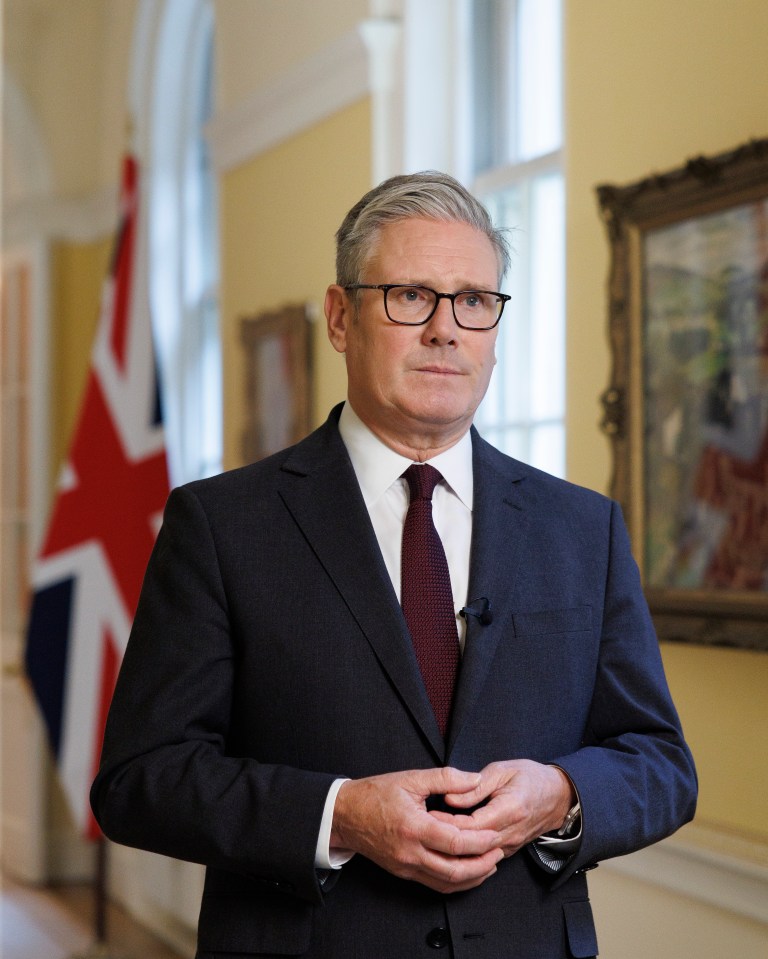 British Prime Minister Keir Starmer recording a video message on the recognition of Palestine.