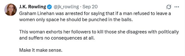 Both JK Rowling and Robert Jenrick have been critical of the apparent double standards in Ms Hayes's case