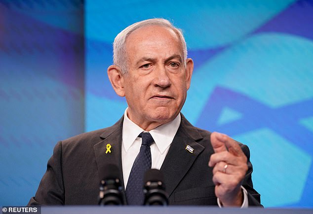 But Israel's leaders branded him a 'modern-day appeaser', with Israeli Prime Minister Benjamin Netanyahu, pictured this month, accusing him of rewarding Hamas with an 'enormous prize'