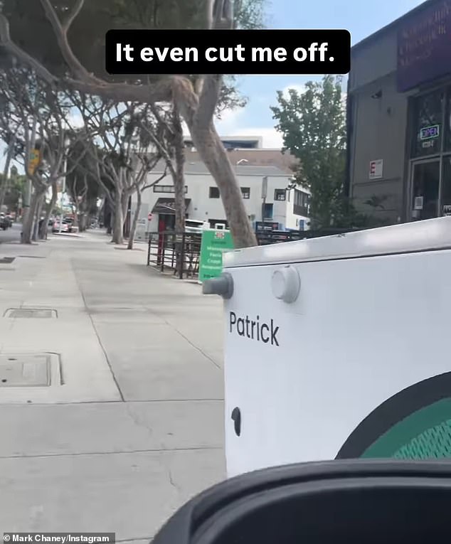 The video showed a distressed Chaney attempting to give the delivery bot room to pass, but it slammed on its brakes, causing the crash