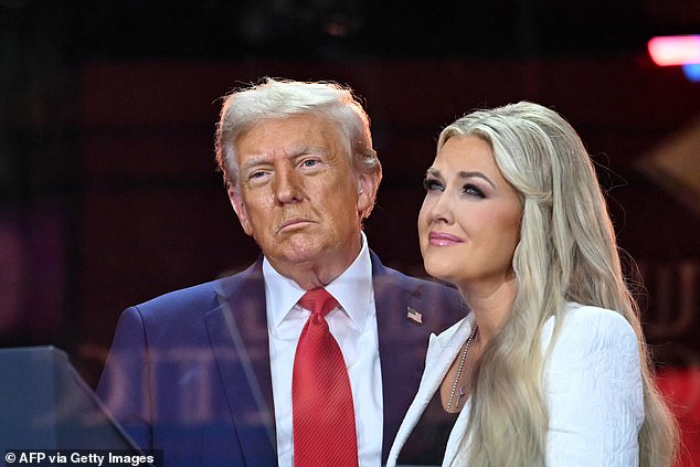 Trump ended his speech by inviting Erika Kirk to stand beside him on stage