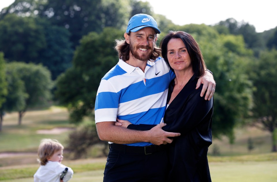Tommy Fleetwood with his wife Clare after a practice session at Sandiway Golf Club.